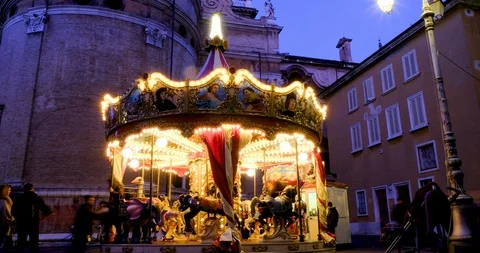 Parma night carousel time lapse Stock Footage 100520207