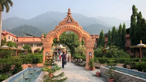Parmarth Niketan Ashram in Rishikesh, Uttarakhand, India Stock-Footage 120280679