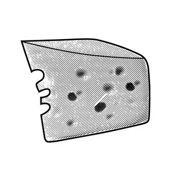 Parmesan cheese drawing. Illustrazione stock