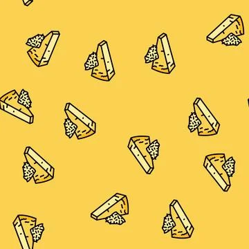 Parmesan cheese food slice vector seamless pattern Stock Illustration