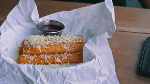 Parmesan Cheese Fried Mozzarella Stock Footage 284607917