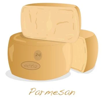 Parmesan cheese image isolated artwork Stock Illustration