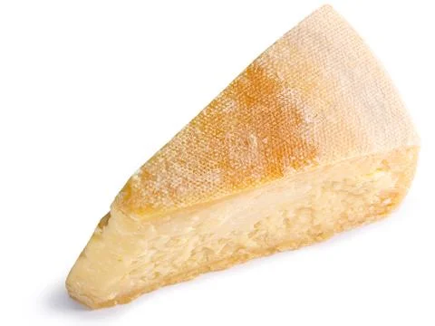 Parmesan cheese segment slice, paths, top Stock Photos