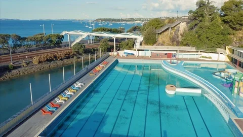 Parnell Baths empty during covid-19, Auckland, New Zealand Stock Footage 127497418