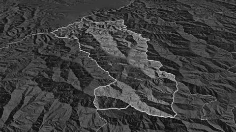 Paro, Bhutan. Bilevel elevation map with surface waters Stock Illustration