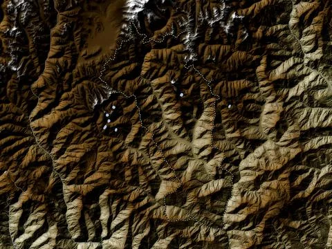 Paro, Bhutan. Elevation map colored in wiki style with lakes and rivers Stock-Illustration