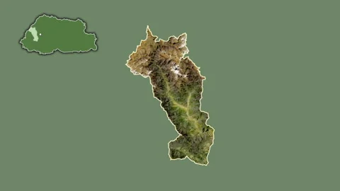 Paro - district of Bhutan, extruded and isolated. Satellite Stock Footage 241069413