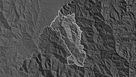 Paro - district of Bhutan, extruded. Grayscale Stock Footage 241069249