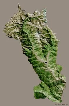 Paro, district of Bhutan, on solid. Satellite Stock Illustration