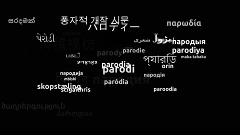 Parody Translated in 41 Worldwide Languages Endless Looping 3d Zooming Wordcl Video stock 145201828