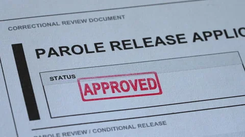 Parole Release Application Approved Stamp On Form Stock Footage 345085808