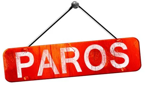 Paros, 3D rendering, a red hanging sign Illustrazione stock