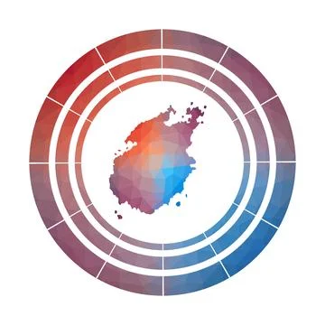 Paros badge. Bright gradient logo of island in low poly style. Multicolored.. 库存插图