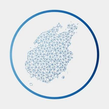 Paros icon. Network map of the island. Round Paros sign with gradient ring... Stock Illustration