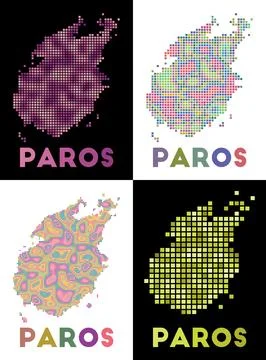 Paros map. Collection of map of Paros in dotted style. Borders of the islan.. 库存插图