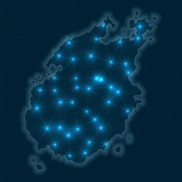 Paros network map. Abstract geometric map of the island. Digital connection.. Stock Illustration