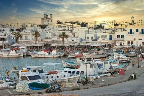Paros At Sunset. Stock Photos