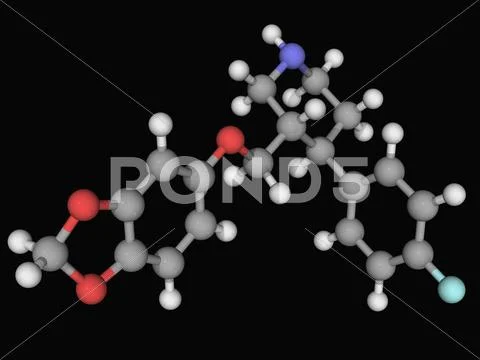 Paroxetine drug molecule Stock Illustration