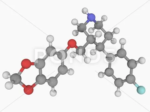 Paroxetine drug molecule Stock Illustration