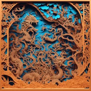 Parper cut dragons Illustrazione stock