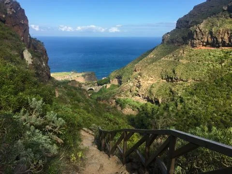 Parque Barranco de Ruiz. Hiking on Tenerife. Stock Photos