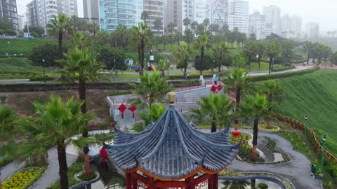 Parque chino fly back close Stock Footage 171721938