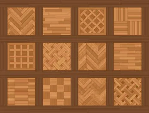 Parquet Floor Samples Palette Patterns Types Collection Parquetry Stock Illustration