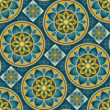 Parquet floor tile pattern vector seamless with ceramic print. Vintage mosaic Stock Illustration