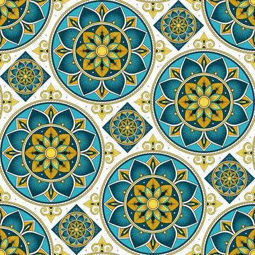 Parquet floor tile pattern vector seamless with ceramic print. Vintage mosaic Stock Illustration