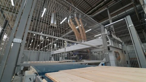 Parquet is manufactured with using automatic lines and modern equipment  Stock Footage 99990958