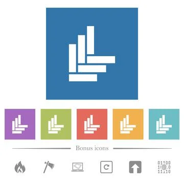 Parquet pattern flat white icons in square backgrounds Stock Illustration
