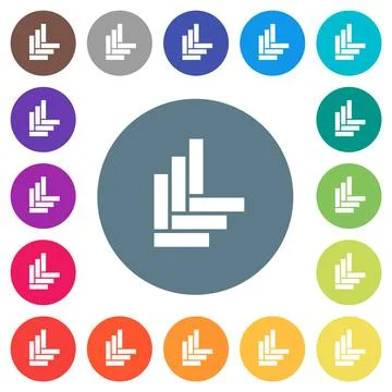 Parquet pattern flat white icons on round color backgrounds Stock Illustration