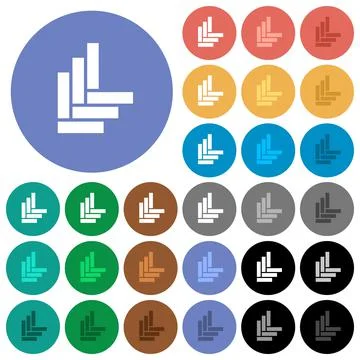 Parquet pattern round flat multi colored icons Stock Illustration