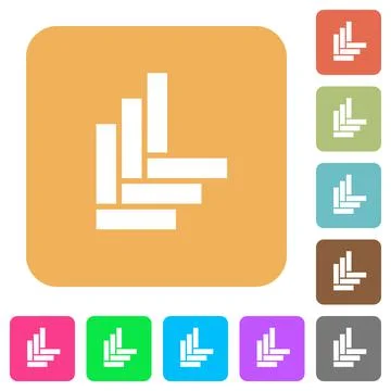 Parquet pattern rounded square flat icons Stock Illustration