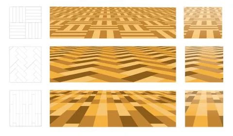 Parquet in perspective plane. set of vector illustrations Stock Illustration
