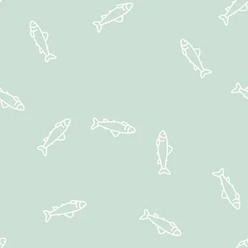Parr salmon line seamless pattern Stock Illustration