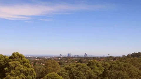 Parramatta cityscape from elevation of Ryde hills – green park time lapse 4k. Stock-Footage 152559452