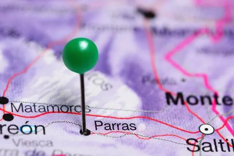 Parras pinned on a map of Mexico Stock Photos