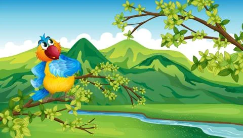 A parrot across the river Stock Illustration