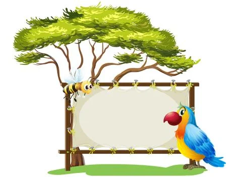 A parrot and a bee Stock Illustration