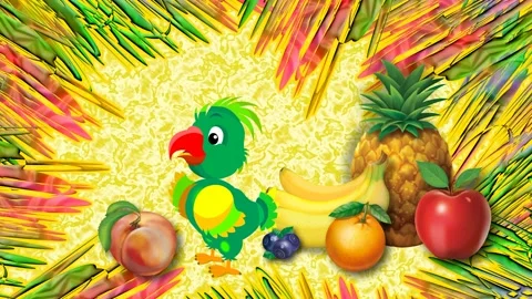 Parrot and fruit Stock Footage 135223698