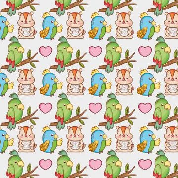 Parrot and squirel background pattern Stock Illustration