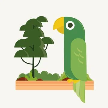 Parrot and tree Illustrazione stock