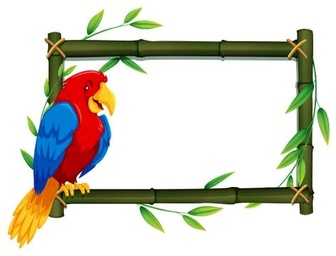 Parrot on bamboo frame Illustrazione stock