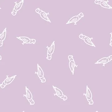 Parrot bird line vector seamless pattern イラスト素材