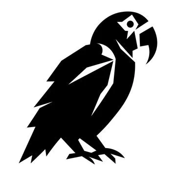 Parrot black vector icon on white background Stock Illustration