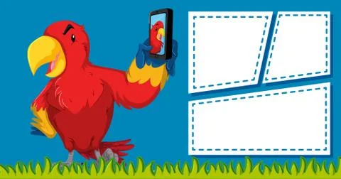 A parrot on blank note 스톡 일러스트