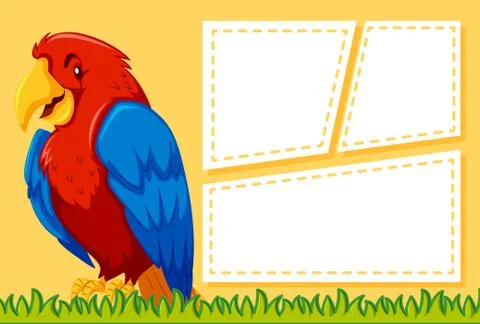 A parrot on blank note Stock Illustration