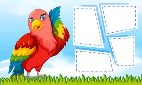 A parrot on blank note Stock Illustration