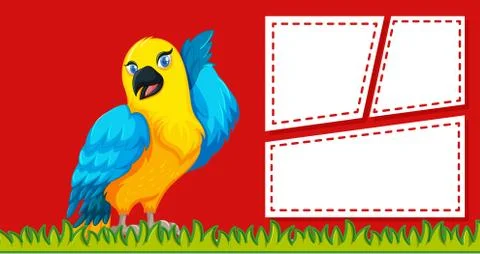A parrot on blank note template 스톡 일러스트